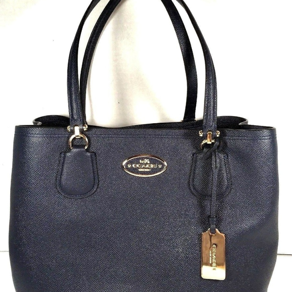 Coach Kitt Carryall Tote Blue Crossgrain Leather